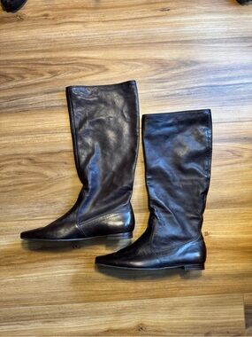 Enzo Angiolini Brown Leather Knee High Flat Boots